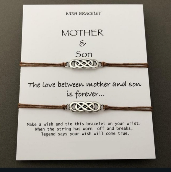 🖤🖤BACK IN STOCK🖤🖤Very Nice Mother and Son Double Infinity Bracelets in BLACK - Picture 2 of 12